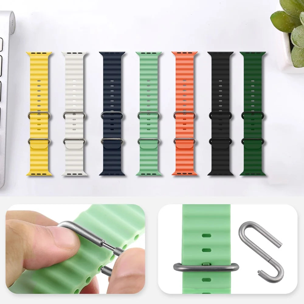 COTECI W96 Silicone Strap for Apple Watch Series 11 10 42mm  /  9 8 7 41mm  /  SE3 SE2 SE 6 5 4 40mm  /  3 2 1 38mm Replacement Adjustable Watchband - Midnight Blue - 6
