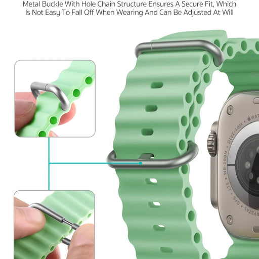 COTECI W96 Silicone Strap for Apple Watch Ultra 3 2 1 49mm  /  Series 11 10 46mm  /  9 8 7 45mm  /  SE3 SE2 SE 6 5 4 44mm  /  3 2 1 42mm Replacement Adjustable Watchband - Green - 2