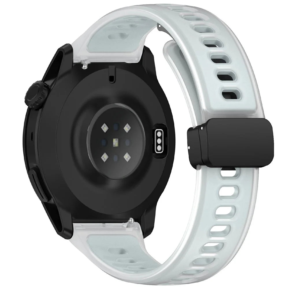 For Coros Pace 4 Silicone Watch Band 22mm Transparent Wrist Strap with Magnetic Folding Buckle - White - 1