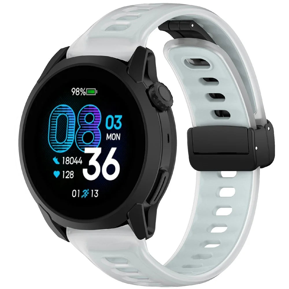 For Coros Pace 4 Silicone Watch Band 22mm Transparent Wrist Strap with Magnetic Folding Buckle - White - 2