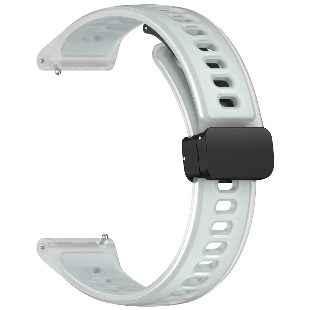 For Coros Pace 4 Silicone Watch Band 22mm Transparent Wrist Strap with Magnetic Folding Buckle - White - 3