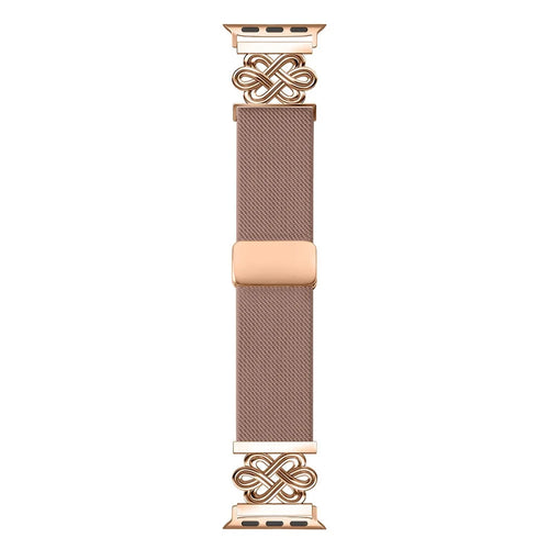 Nylon Sport Band For Apple Watch Ultra 3 2 1 49mm  /  Series 11 10 46mm  /  9 8 7 45mm  /  SE3 SE2 SE 6 5 4 44mm  /  3 2 1 42mm Elastic Strap with Chinese Knot Magnetic Buckle - Pink - 1