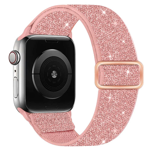 Watch Band For Apple Watch Ultra 3 2 1 49mm  /  Series 11 10 46mm  /  9 8 7 45mm  /  SE3 SE2 SE 6 5 4 44mm  /  3 2 1 42mm Glitter Nylon Elastic Wrist Strap - Pink - 1