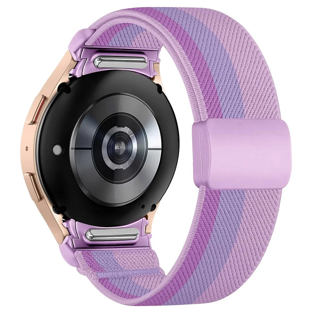 For Samsung Galaxy Watch7 44mm  /  40mm Watch Band Quick Release Button Twill Texture Nylon Wrist Strap with Plastic Magnetic Buckle - Gradient Purple - 1