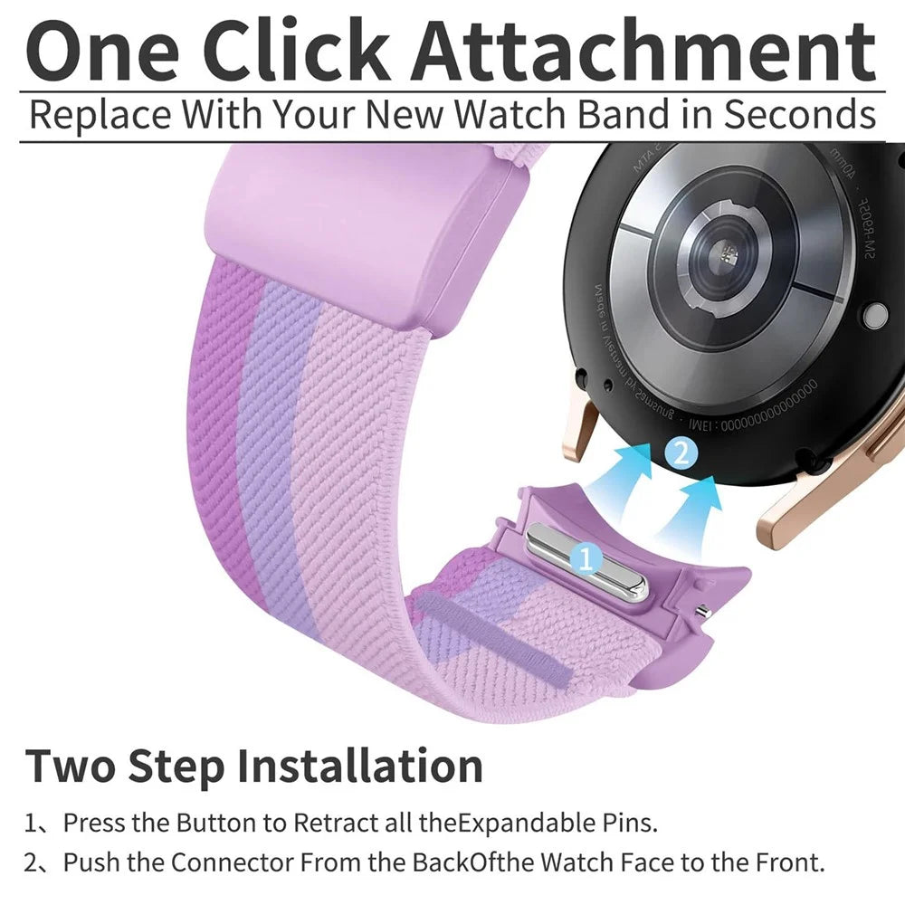 For Samsung Galaxy Watch7 44mm  /  40mm Watch Band Quick Release Button Twill Texture Nylon Wrist Strap with Plastic Magnetic Buckle - Gradient Purple - 2
