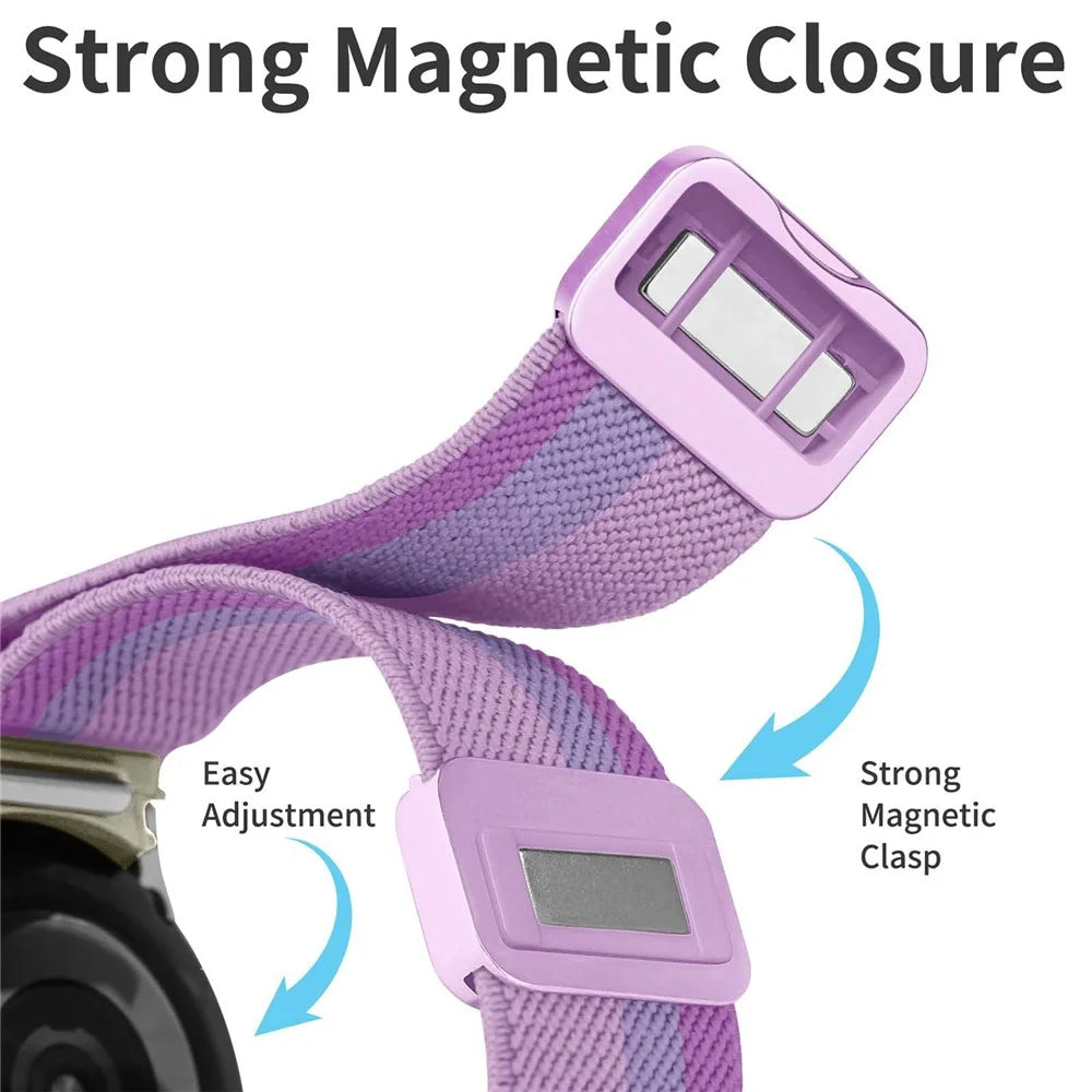 For Samsung Galaxy Watch7 44mm  /  40mm Watch Band Quick Release Button Twill Texture Nylon Wrist Strap with Plastic Magnetic Buckle - Gradient Purple - 3