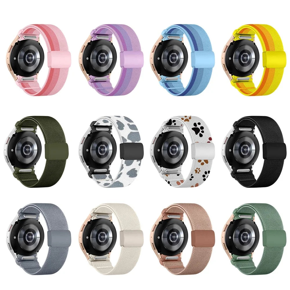 For Samsung Galaxy Watch7 44mm  /  40mm Watch Band Quick Release Button Twill Texture Nylon Wrist Strap with Plastic Magnetic Buckle - Gradient Purple - 6
