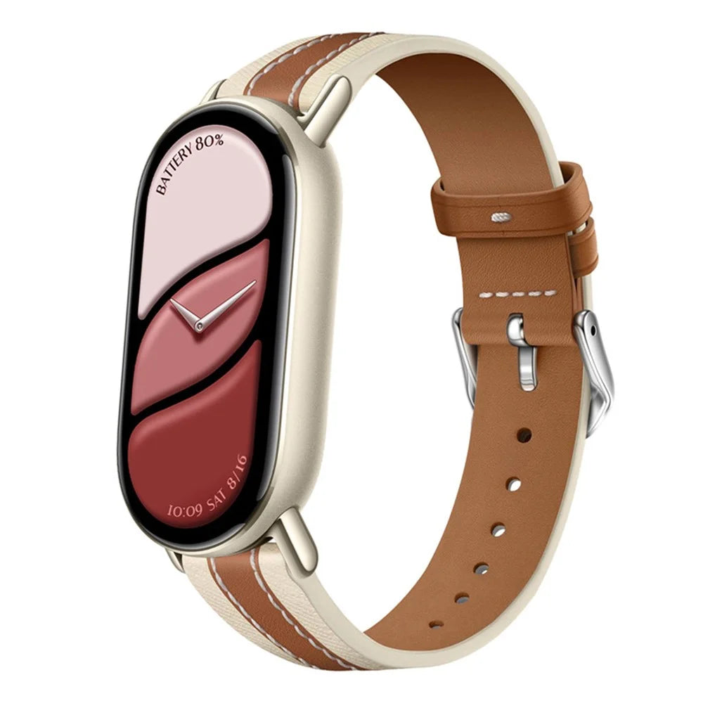 Watch Strap for Xiaomi Smart Band 10 / 9 / 8 Genuine Cow Leather Replacement Watchband - Brown - 2