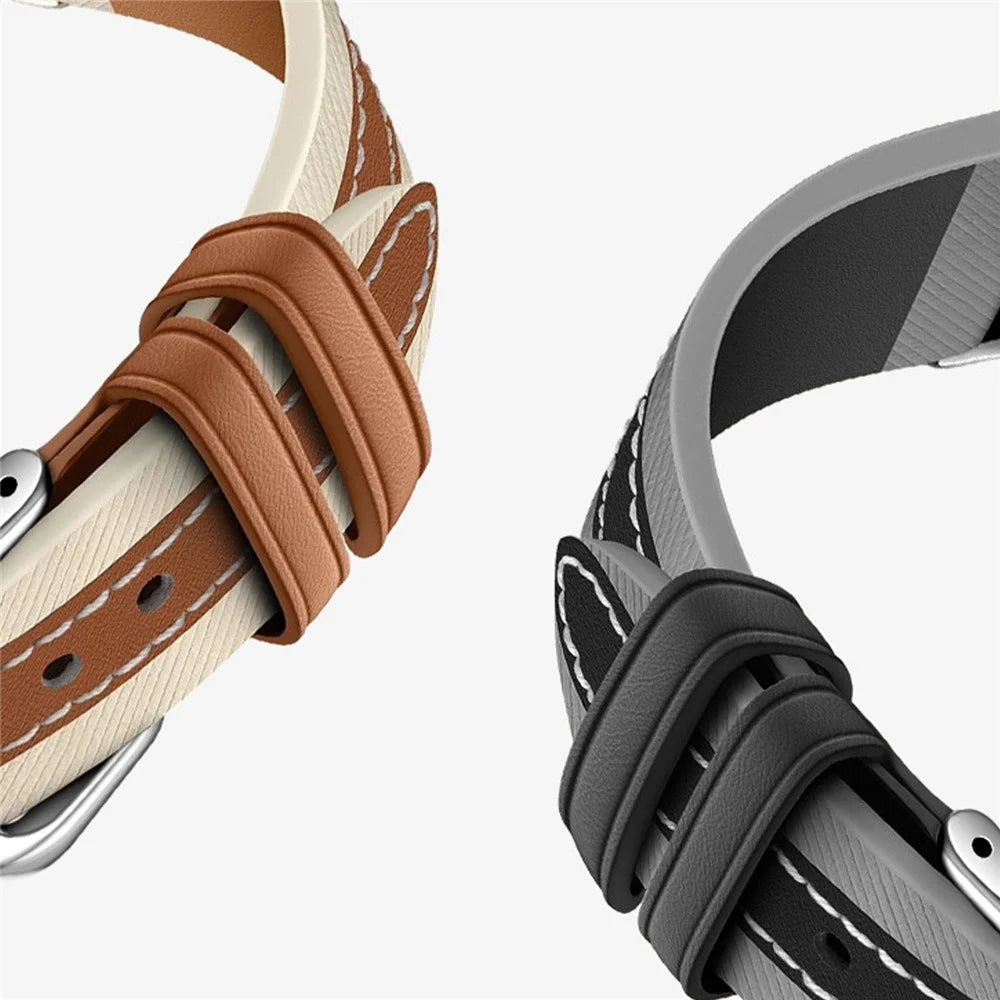 Watch Strap for Xiaomi Smart Band 10 / 9 / 8 Genuine Cow Leather Replacement Watchband - Brown - 5