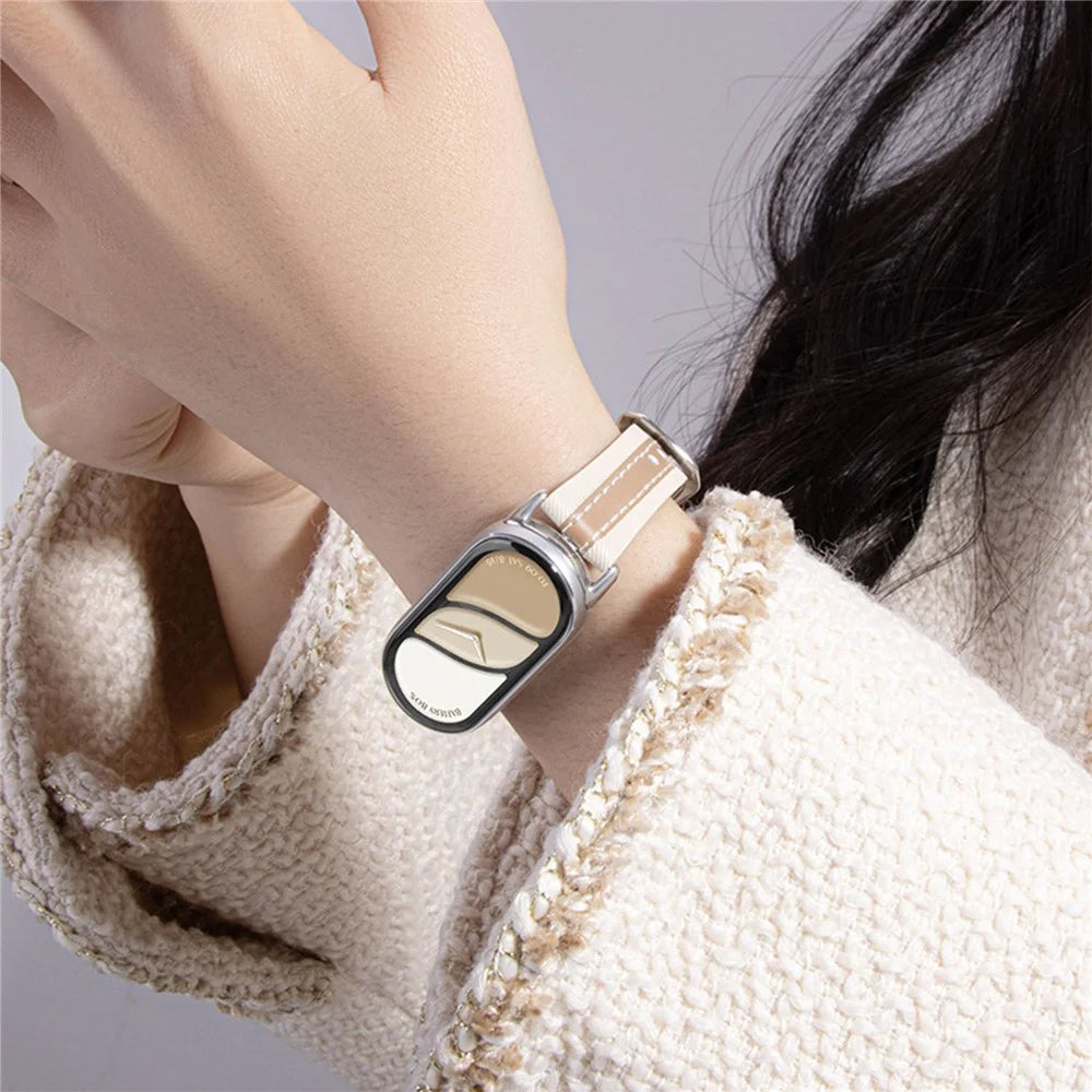 Watch Strap for Xiaomi Smart Band 10 / 9 / 8 Genuine Cow Leather Replacement Watchband - Brown - 6