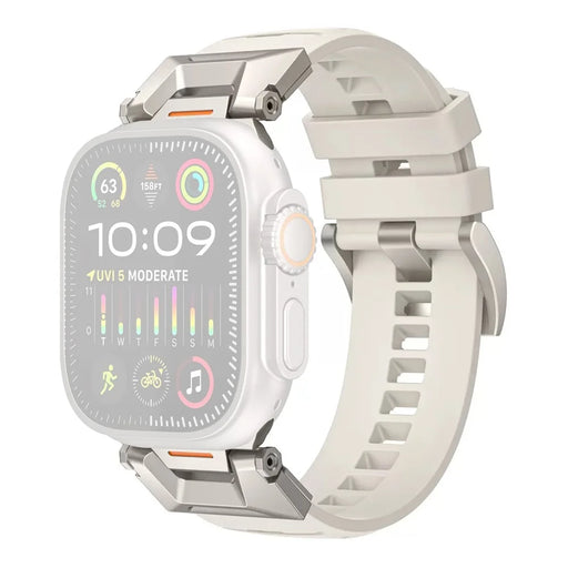 COTECI W125 Mecha Fluorubber Strap for Apple Watch Series 11 10 42mm  /  9 8 7 41mm  /  SE3 SE2 SE 6 5 4 40mm  /  3 2 1 38mm Replacement Band - Starlight - 1