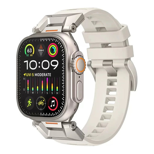COTECI W125 Mecha Fluorubber Strap for Apple Watch Series 11 10 42mm  /  9 8 7 41mm  /  SE3 SE2 SE 6 5 4 40mm  /  3 2 1 38mm Replacement Band - Starlight - 2