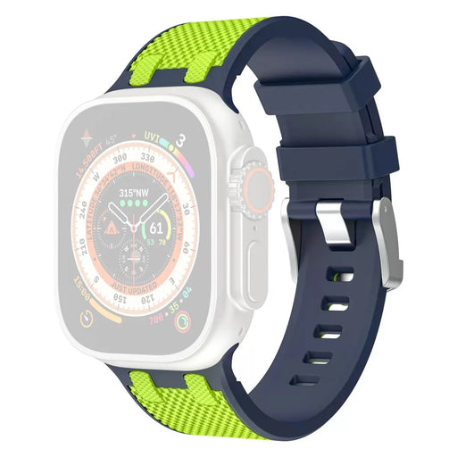 COTECI W127 Oak Silicone Strap for Apple Watch Ultra 3 2 1 49mm / Series 11 10 46mm / 9 8 7 45mm / SE3 SE2 SE 6 5 4 44mm / 3 2 1 42mm Contrast Color Watch Band - Blue / Green - 1