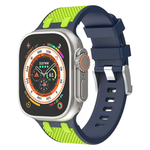COTECI W127 Oak Silicone Strap for Apple Watch Ultra 3 2 1 49mm / Series 11 10 46mm / 9 8 7 45mm / SE3 SE2 SE 6 5 4 44mm / 3 2 1 42mm Contrast Color Watch Band - Blue / Green - 2