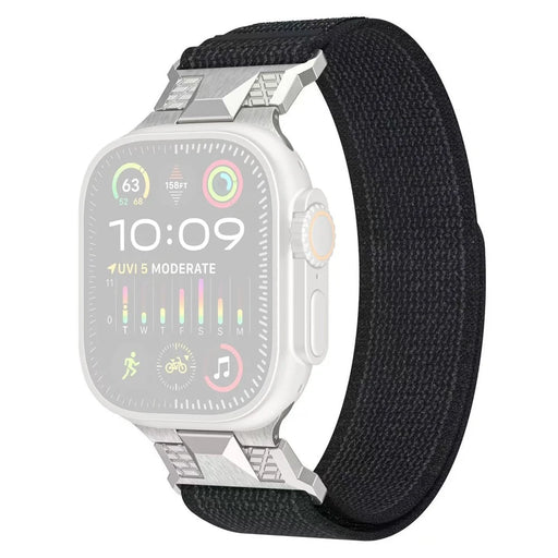 COTECI W124 Nylon Watch Strap for Apple Watch Ultra 3 2 1 49mm / Series 11 10 46mm / 9 8 7 45mm / SE3 SE2 SE 6 5 4 44mm / 3 2 1 42mm Mecha Wild Trail Loopback Band - Black - 1