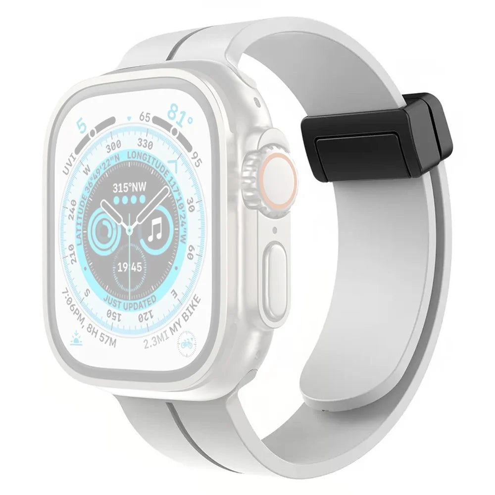 COTECI W108 Magnetic Silicone Band for Apple Watch Series 11 10 42mm / 9 8 7 41mm / SE3 SE2 SE 6 5 4 40mm / 3 2 1 38mm Watch Strap - White - 1