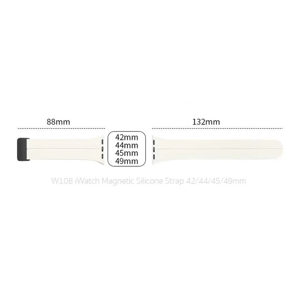 COTECI W108 Magnetic Silicone Band for Apple Watch Ultra 3 2 1 49mm / Series 11 10 46mm / 9 8 7 45mm / SE3 SE2 SE 6 5 4 44mm / 3 2 1 42mm Watch Strap - White - 6
