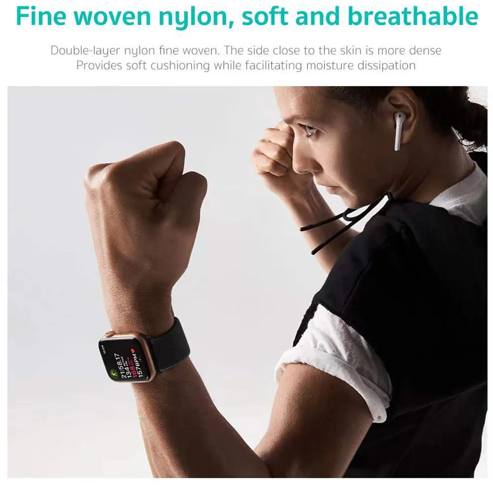 COTECI W72 Sport Nylon Watch Band for Apple Watch Series 11 10 42mm / 9 8 7 41mm / SE3 SE2 SE 6 5 4 40mm / 3 2 1 38mm Wrist Strap - Charcoal - 3