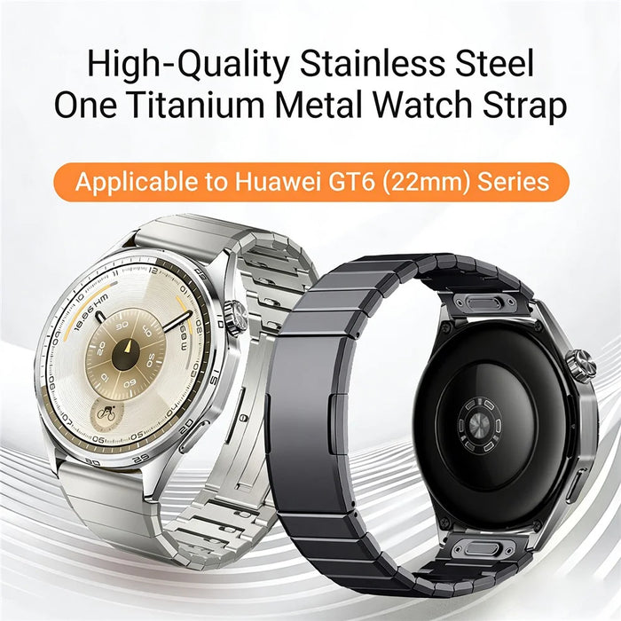 22mm Titanium Watch Band for Huawei Watch GT 5 Pro 46mm / GT 5 46mm / GT 4 46mm Press Type Single Bead Metal Strap with Butterfly Clasp - Silver - 3