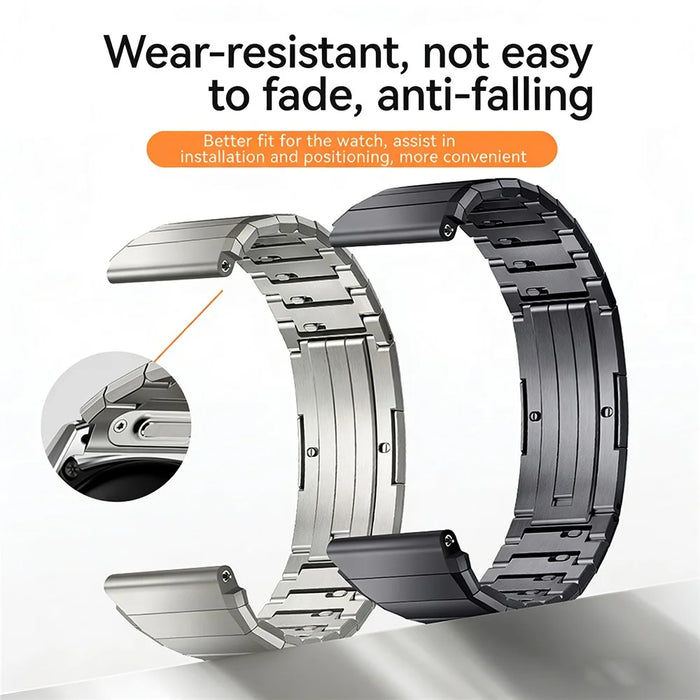 22mm Titanium Watch Band for Huawei Watch GT 5 Pro 46mm / GT 5 46mm / GT 4 46mm Press Type Single Bead Metal Strap with Butterfly Clasp - Silver - 4