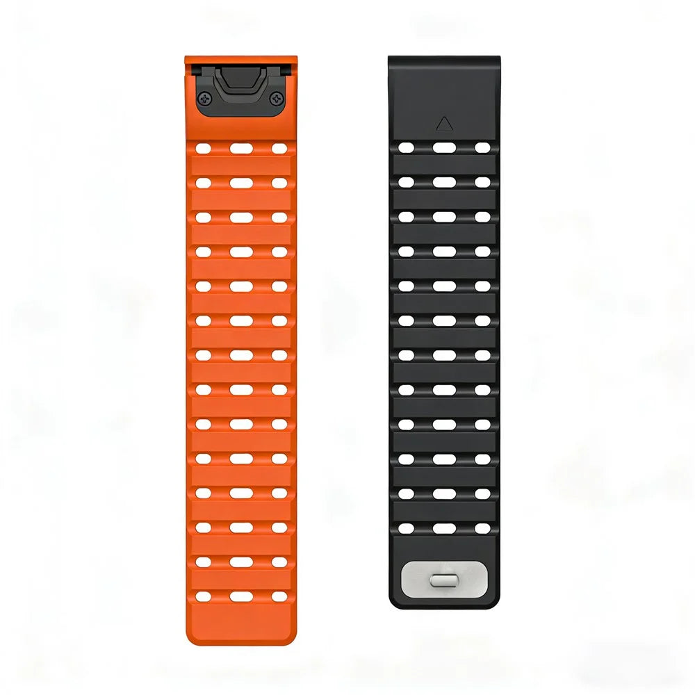 22mm Silicone Strap for Garmin Venu 3 / Forerunner 265 / 255 Quick Release Magnetic Buckle Sports Watch Band - Black+Orange - 4