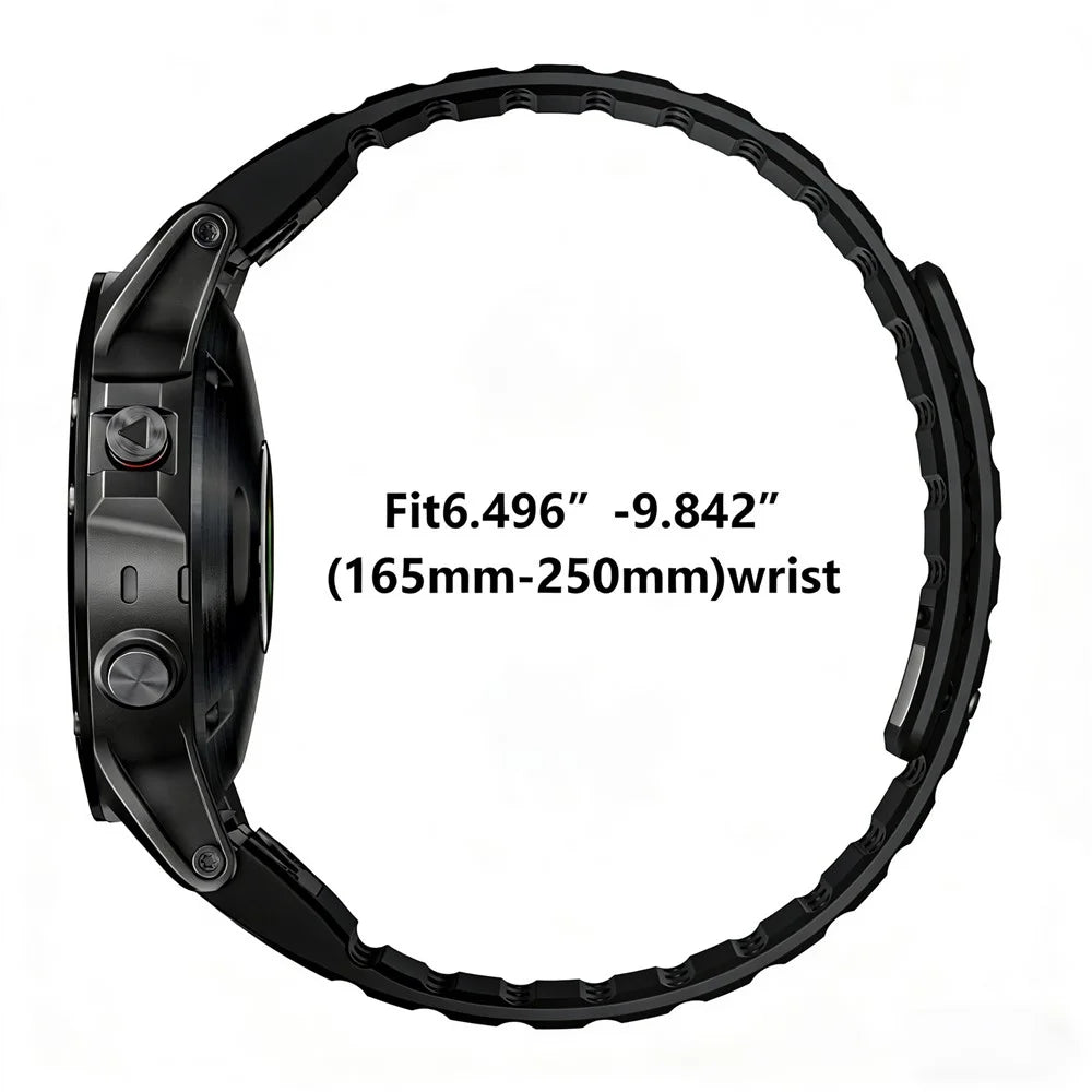 22mm Silicone Strap for Garmin Venu 3 / Forerunner 265 / 255 Quick Release Magnetic Buckle Sports Watch Band - Black+Orange - 7