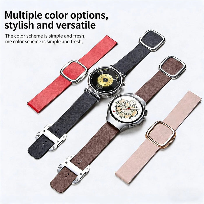 For Huawei Watch GT 6 41mm Genuine Cow Leather Strap Watch Band with Modern Style Magnetic Buckle - Black - 6