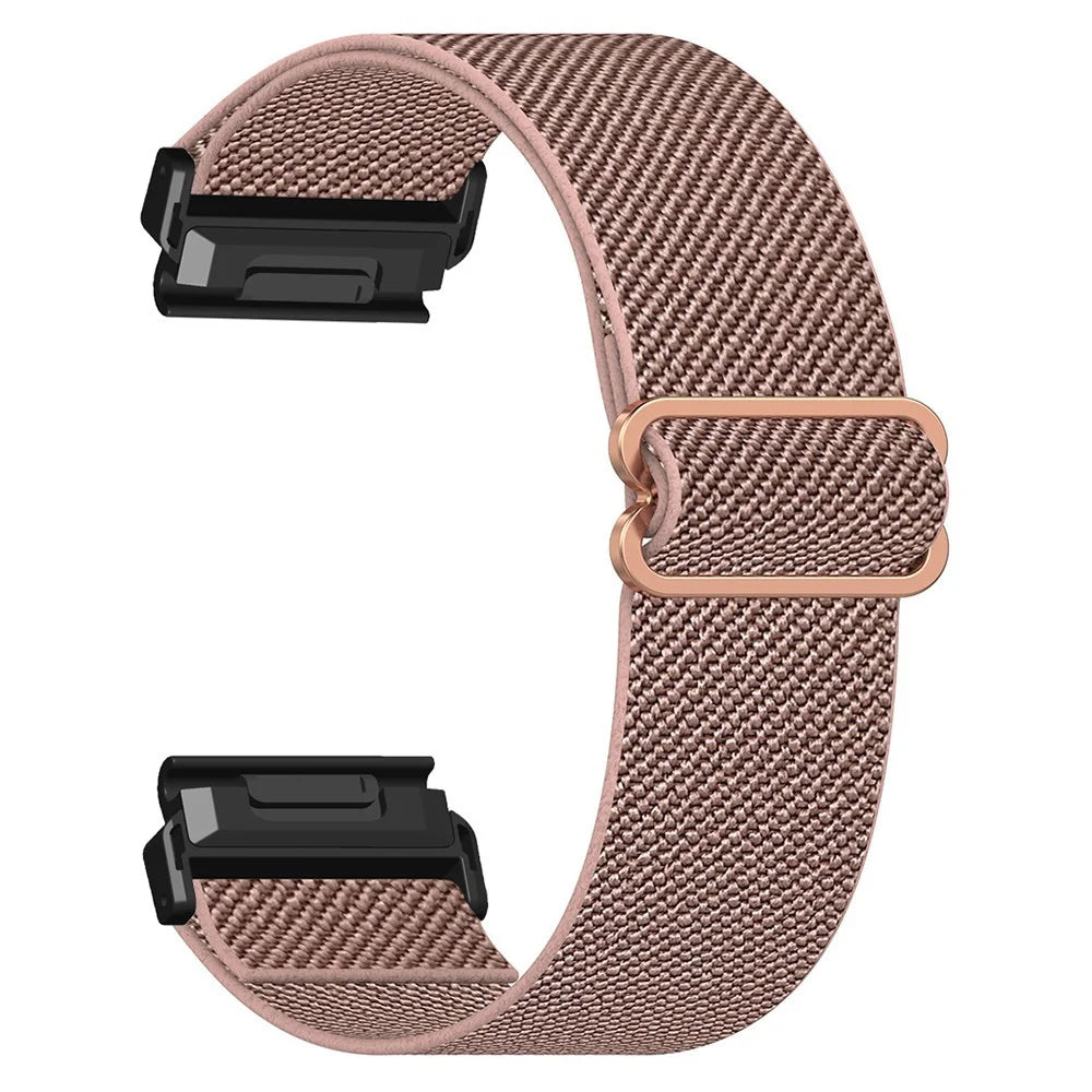 For Huami Amazfit T-Rex Ultra 2 26mm Elastic Nylon Strap Butterfly Buckle Quick Release Watch Band - Rose Pink - 1