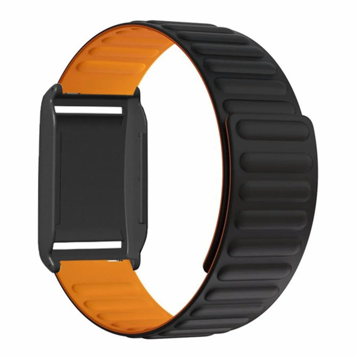 For Polar Loop Magnetic Strap with Protective Case Dual Color Silicone + PC Watch Band Replacement - Black / Orange - 2
