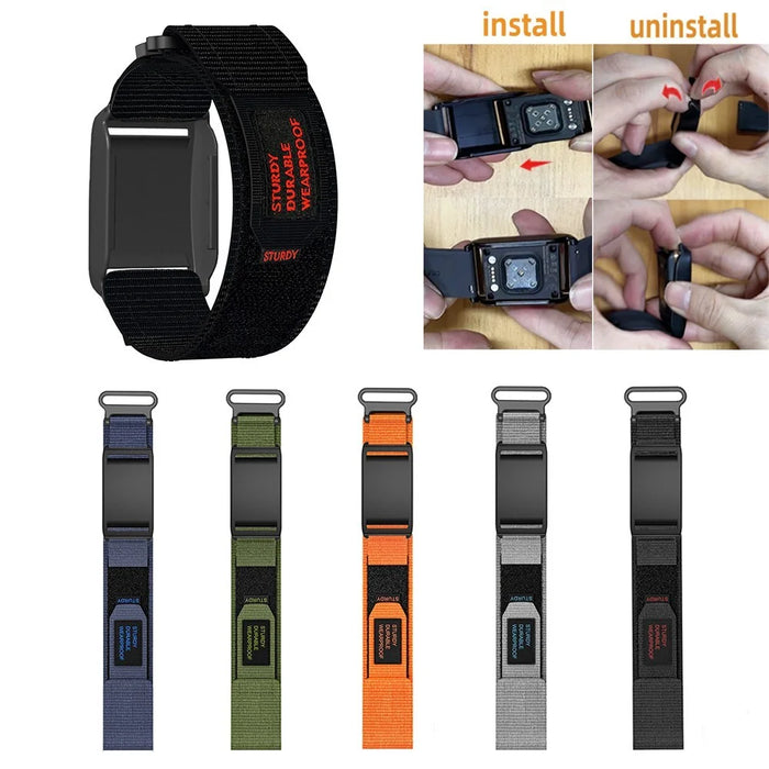 For Polar Loop Watch Band Nylon Magic Tape Strap with Protective Case - Orange - 4