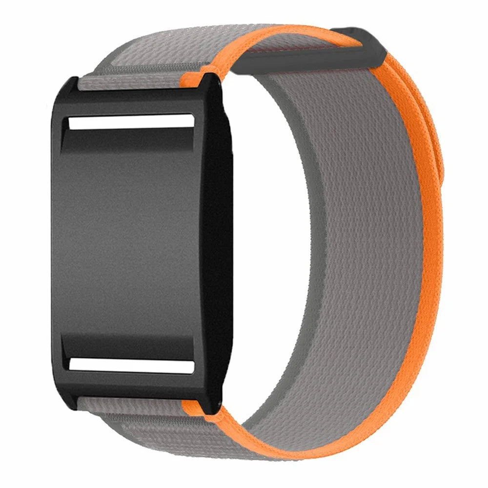 For Polar Loop Magic Tape Loop Band Stylish Nylon Wrist Strap with PC Protective Case - Orange + Grey - 1