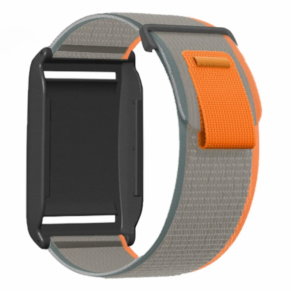 For Polar Loop Magic Tape Loop Band Stylish Nylon Wrist Strap with PC Protective Case - Orange + Grey - 2