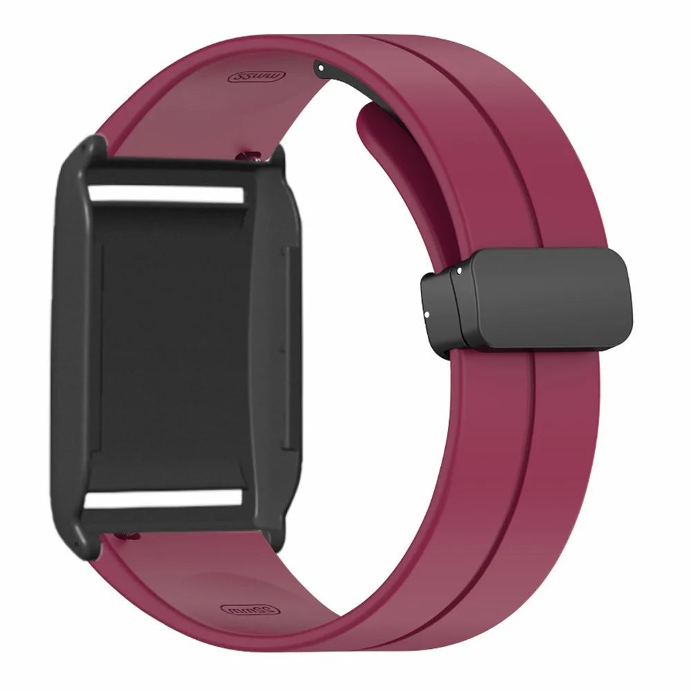 For Polar Loop Fitness Tracker Silicone Strap Magnetic Buckle Sport Wristband with PC Protective Case - Wine Red - 2