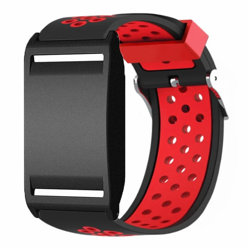 For Polar Loop Fitness Tracker Band Dual Color Breathable Silicone Wrist Strap with Protective Case - Black / Red - 1
