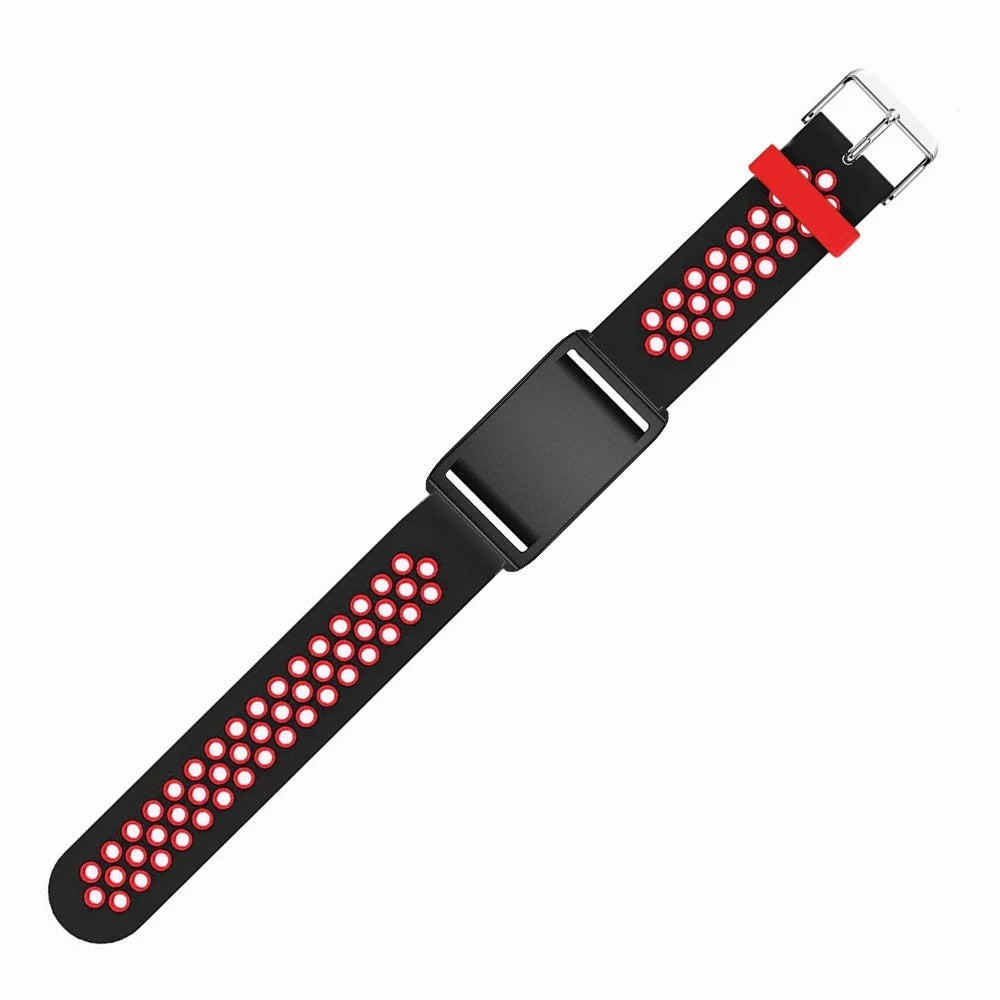 For Polar Loop Fitness Tracker Band Dual Color Breathable Silicone Wrist Strap with Protective Case - Black / Red - 2