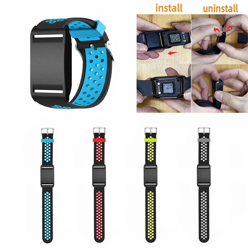 For Polar Loop Fitness Tracker Band Dual Color Breathable Silicone Wrist Strap with Protective Case - Black / Red - 3