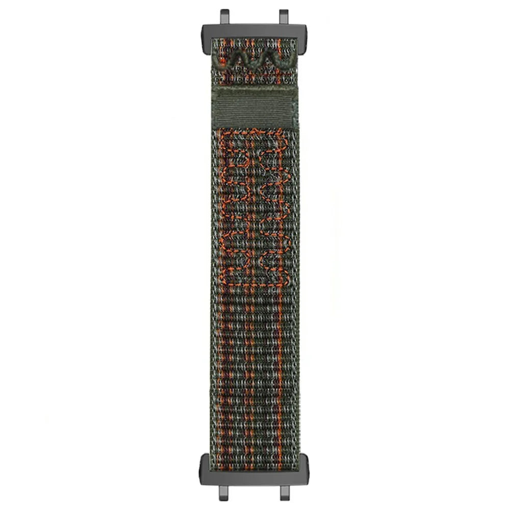 For Huami Amazfit T-Rex 3 Embroidered Nylon Sport Strap Loop Style Watch Band with PC Connector - Dark Green / Orange - 3