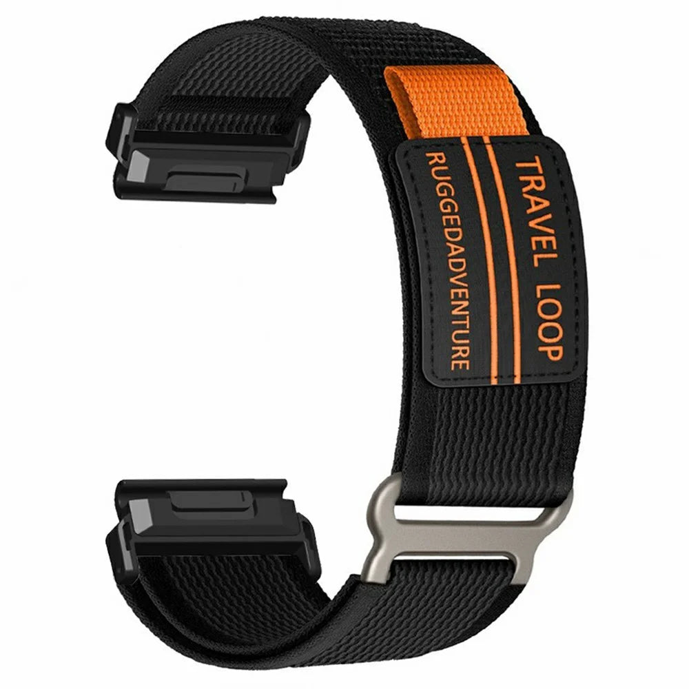 For Huami Amazfit T-Rex Ultra 2 26mm Nylon Strap Magic Tape Watch Band with Metal Buckle - Black - 1
