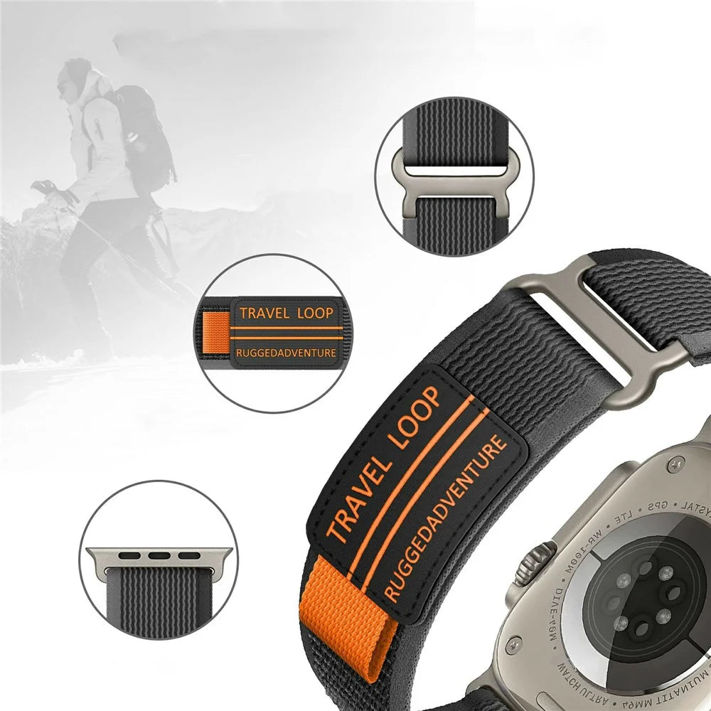 For Huami Amazfit T-Rex Ultra 2 26mm Nylon Strap Magic Tape Watch Band with Metal Buckle - Black - 4