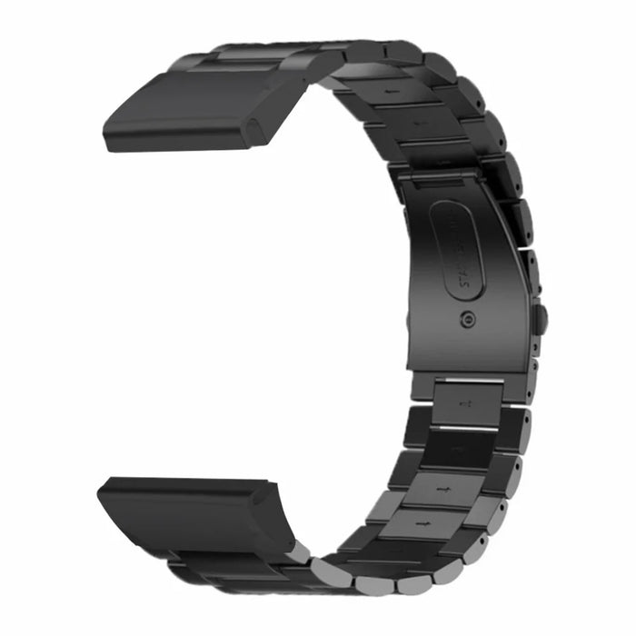 For Huami Amazfit T-Rex Ultra 2 26mm Metal Watch Strap Spring Folding Buckle 3 Bead Solid Wrist Band - Black - 2