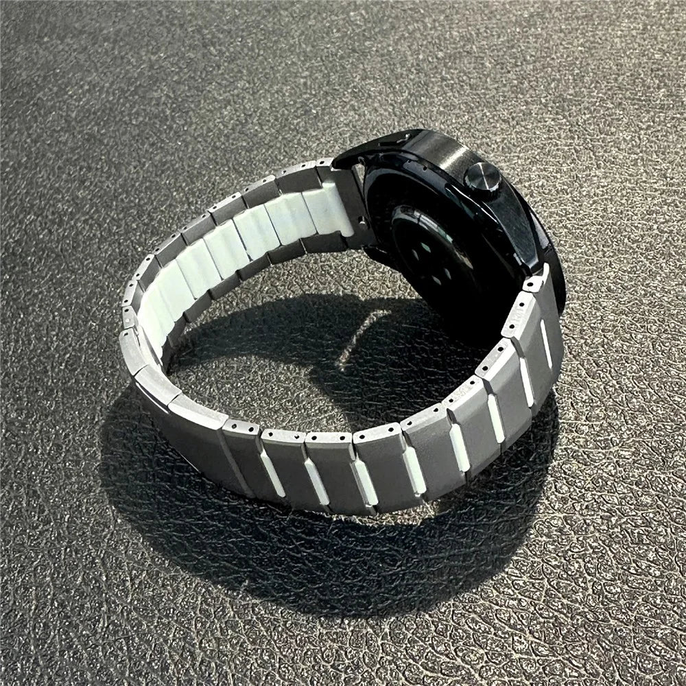 Stainless Steel Strap for Huawei Watch GT 6 46mm / GT 5 46mm / GT 5 Pro 46mm 22mm Dual Color Side Release Metal Band - Titanium / White - 2