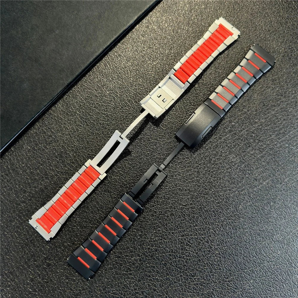Stainless Steel Strap for Huawei Watch GT 6 46mm / GT 5 46mm / GT 5 Pro 46mm 22mm Dual Color Side Release Metal Band - Titanium / White - 4