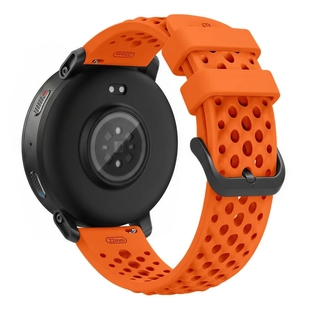 Silicone Strap for Huami Amazfit Active Max / Huawei Watch GT 6 46mm / GT 5 46mm 22mm Holes Design Breathable Watch Band - Orange - 1