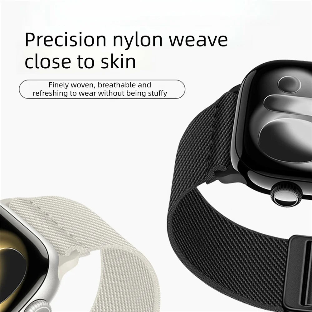 Dual Magnetic Buckle Strap for Apple Watch Series 11 10 42mm / 9 8 7 41mm / SE3 SE2 SE 6 5 4 40mm / 3 2 1 38mm Woven Nylon Loop Watch Band - Dark Olive Green - 5