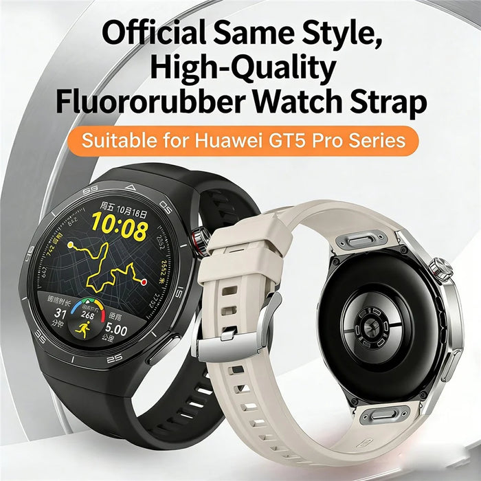 Fluororubber Watch Strap for Huawei Watch GT 5 46mm / GT 5 Pro 46mm / GT 4 46mm 22mm Quick Release Sports Band - Black - 2