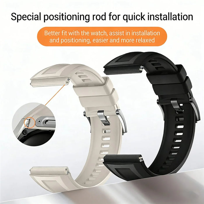 Fluororubber Watch Strap for Huawei Watch GT 5 46mm / GT 5 Pro 46mm / GT 4 46mm 22mm Quick Release Sports Band - Black - 4