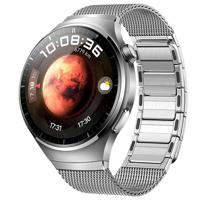 For Huawei Watch 4 Pro Stainless Steel Mesh Magnetic Wrist Strap Quick Release Band with I-Shaped Clasp - Titanium - 2
