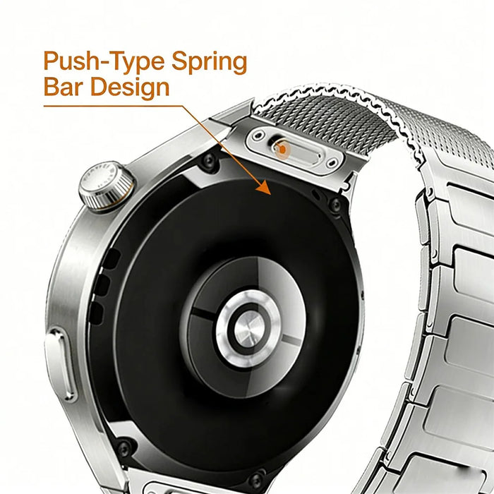 For Huawei Watch 4 Pro Stainless Steel Mesh Magnetic Wrist Strap Quick Release Band with I-Shaped Clasp - Titanium - 4