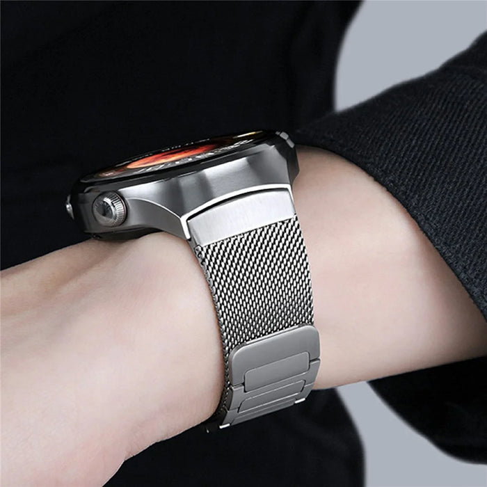 For Huawei Watch 4 Pro Stainless Steel Mesh Magnetic Wrist Strap Quick Release Band with I-Shaped Clasp - Titanium - 6