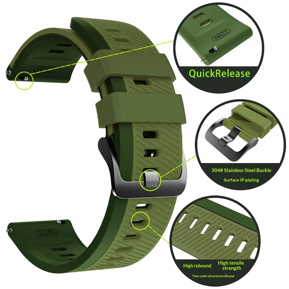 Sports Watch Strap for Huawei Watch GT 6 46mm / GT 5 46mm / GT 5 Pro 46mm 22mm Dual Color Sports Band - Dark Green Edge / Green - 6